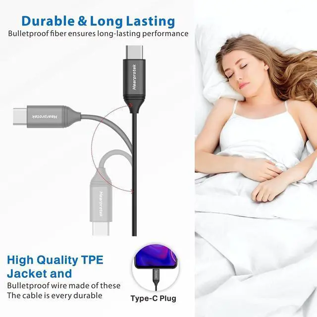 Alt view image 4 of 5 - Hearprotek 2 Pairs Sleep Earbuds, USB c Earphones Headphones with Microphone-Silicone Noise Isolation Type c Earbuds Sleep Buds for Android Phone,Ideal for Sleeping, Snoring, Relaxation, Air Travel
