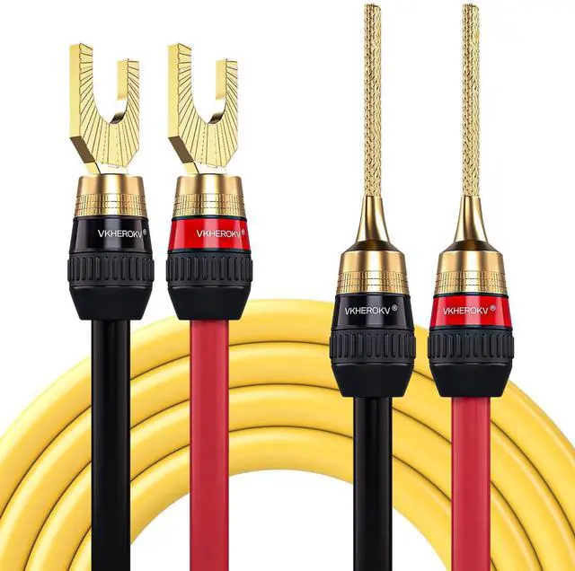 Main image of KK Cable YM-2C 10 GaugeAWG 1pair Set Speaker Wire 24k Gold Plated Copper connectors, 5N OFC((99.999% Oxygen Free Copper Wire) with Magnetic Field Ring. YM-2C (3M (9.8ft), YP)