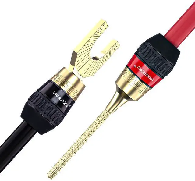 Alt view image 4 of 5 - KK Cable YM-2C 10 GaugeAWG 1pair Set Speaker Wire 24k Gold Plated Copper connectors, 5N OFC((99.999% Oxygen Free Copper Wire) with Magnetic Field Ring. YM-2C (3M (9.8ft), YP)