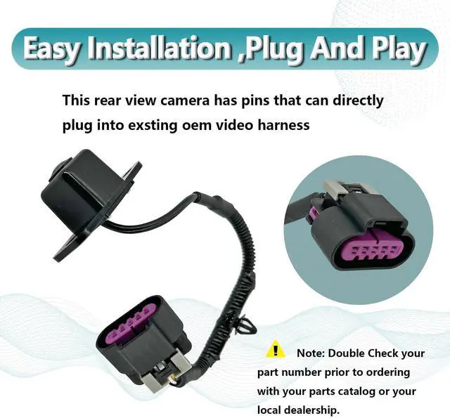 Alt view image 2 of 5 - Rear View Back Up Camera Compatible with 2007 2008 Chevy Avalanche Cadillac Escalade EXT Reverse Park Assist Backup Camera Replace 15173618 1960120 590-114