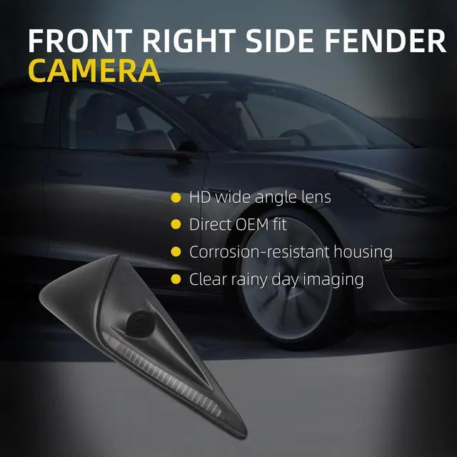 Alt view image 5 of 5 - Dasbecan Front Fender Camera Compatible with 2017-2023 Tesla Model 3 2020-2023 Model Y Repeater Camera Right Passager Side Replace 1125107-50-G 1125107-50-J