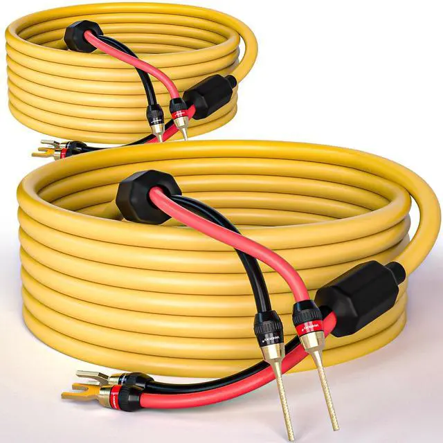Alt view image 2 of 5 - KK Cable YM-2C 10 GaugeAWG 1pair Set Speaker Wire 24k Gold Plated Copper connectors, 5N OFC((99.999% Oxygen Free Copper Wire) with Magnetic Field Ring. YM-2C (3M (9.8ft), YP)