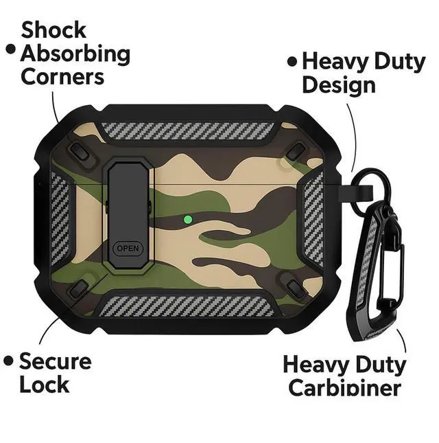 Alt view image 3 of 5 - Saharacase AirPods Pro 3 Case Heavy-Duty Secure Lock Compatible with AirPods Pro 3rd Gen Raider Series Camo Green