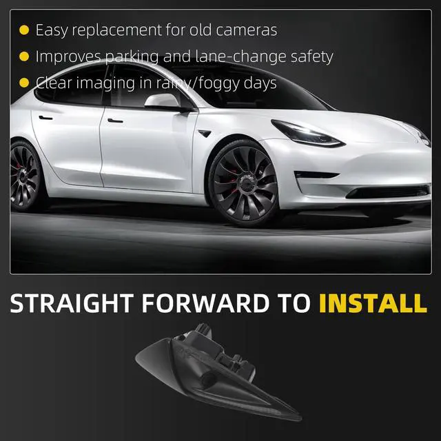 Alt view image 4 of 5 - Dasbecan Front Fender Camera Compatible with 2017-2023 Tesla Model 3 2020-2023 Model Y Repeater Camera Right Passager Side Replace 1125107-50-G 1125107-50-J
