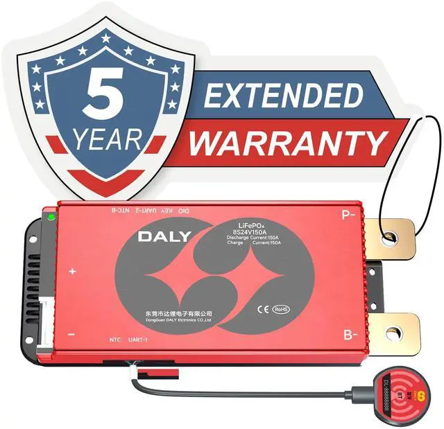 Main image of DALY BMS 24V 8S 150A LiFePO4 - Smart Bluetooth Battery Protection Board for 24 Volt Lithium Battery Pack for Mobility Scooters Electric Wheelchairs