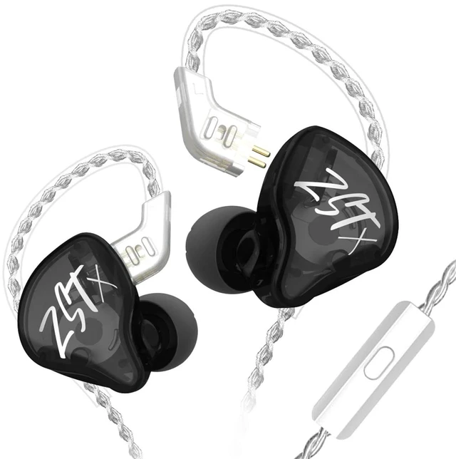 Main image of erjigo KZ ZST X Hybrid in-Ear Earphones with Mic, Black