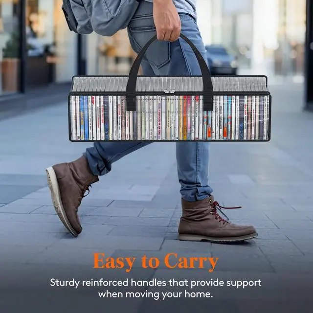 Alt view image 4 of 5 - Lifewit CD Storage Bags, Clear PVC Plastic CD Case Holder with Handles, Front Window Zipper Design, Stackable Media Organizer Box for Albums, Hold up to 300 Pcs CDs (50 Each), 6 Pack