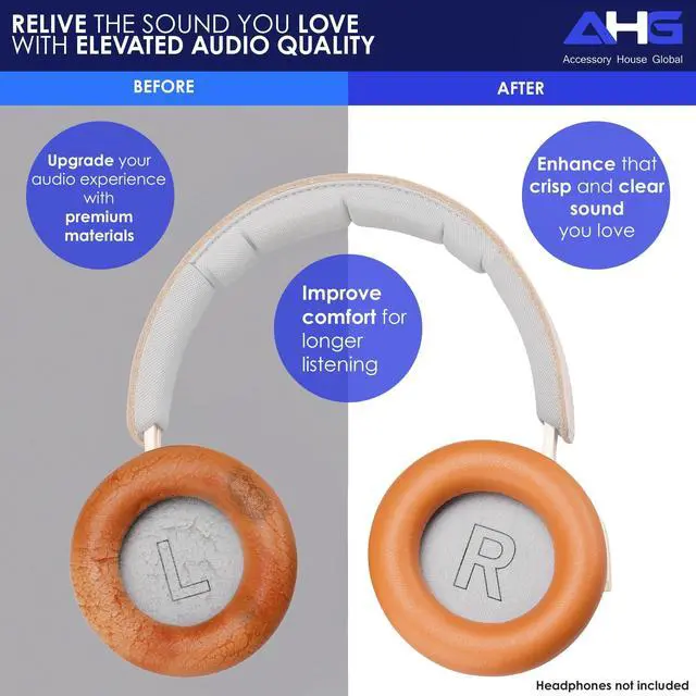 Alt view image 4 of 5 - AHG Premium hx Ear Pads Cushions Compatible with Bang & Olufsen Beoplay HX Headphones (Black Anthracite). Easy DIY Fit ^^ Luxurious Sheepskin Leather ^^ AHG FlexiSoft Foam ^^ Seam Stitched Durability