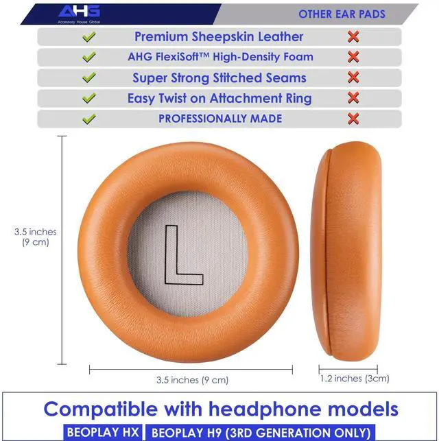 Alt view image 3 of 5 - AHG Premium hx Ear Pads Cushions Compatible with Bang & Olufsen Beoplay HX Headphones (Black Anthracite). Easy DIY Fit ^^ Luxurious Sheepskin Leather ^^ AHG FlexiSoft Foam ^^ Seam Stitched Durability