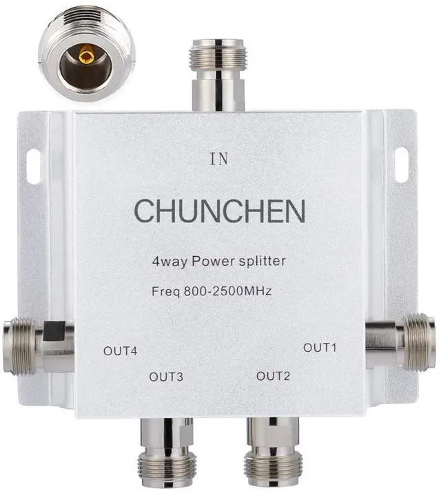 Main image of CHUNCHEN 4 Way N Female Connector Power Splitter 50 Ohm Signal Splitter 800MHz-2500MHz Cable Signal Splitter 1 Input 4 Output for Antenna Cable