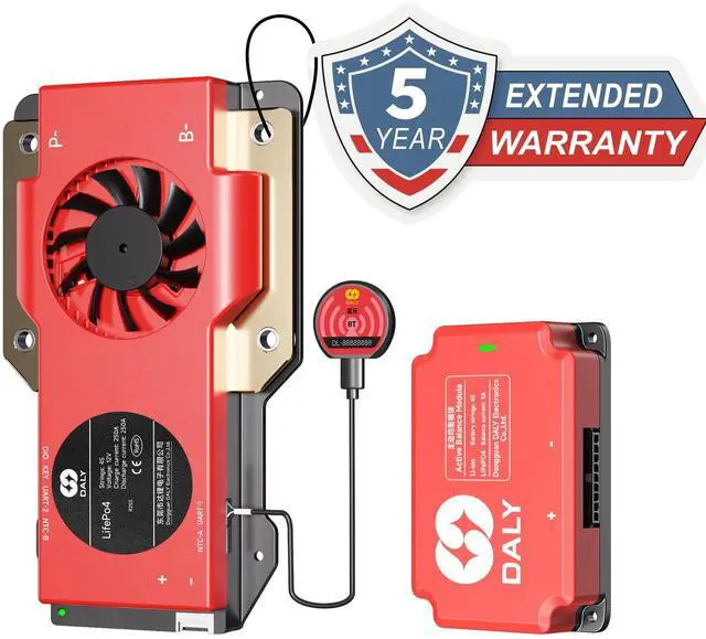 Alt view image 2 of 5 - DALY BMS 12V 4S 250A Balance - Smart Bluetooth BMS with 5A Active Cell Balancing for 12V LiFePO4 Battery Pack RV Campers Boating Overlanding Home Energy