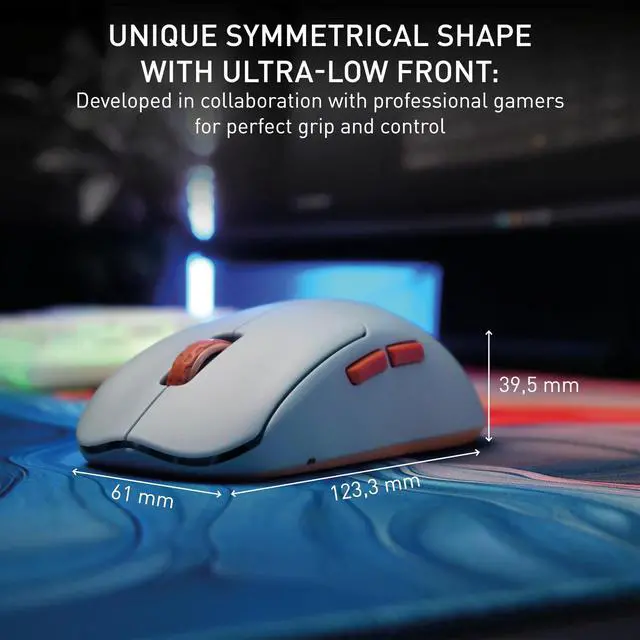 Alt view image 3 of 5 - CHERRY XTRFY M68 Wireless, Ultralight Wireless Gaming Mouse, 2.4 GHz, Optimized for E-Sports, Symmetrical Shape with Extra Low Front, Blue