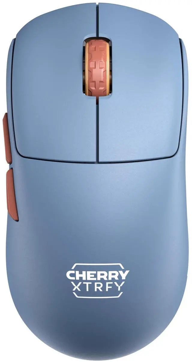 Main image of CHERRY XTRFY M68 Wireless, Ultralight Wireless Gaming Mouse, 2.4 GHz, Optimized for E-Sports, Symmetrical Shape with Extra Low Front, Blue