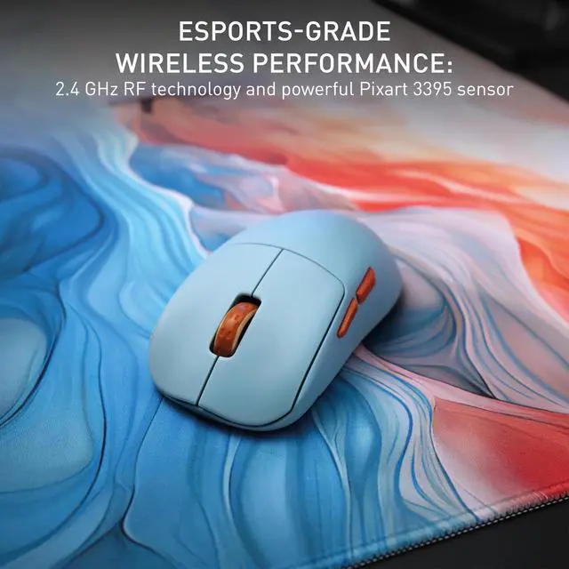 Alt view image 4 of 5 - CHERRY XTRFY M68 Wireless, Ultralight Wireless Gaming Mouse, 2.4 GHz, Optimized for E-Sports, Symmetrical Shape with Extra Low Front, Blue