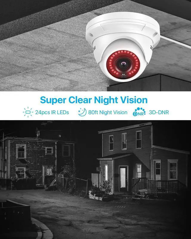 Alt view image 4 of 5 - ZOSI 2PK 5MP Add-on POE IP Security Camera with Etherent Cables PoE Dome Camera with Night Vision,IP66 Weatherproof, Compatible with ZOSI 4K/5MP NVR(Model:ZR08EN,ZR08DN,ZR08PN,ZR16DK)