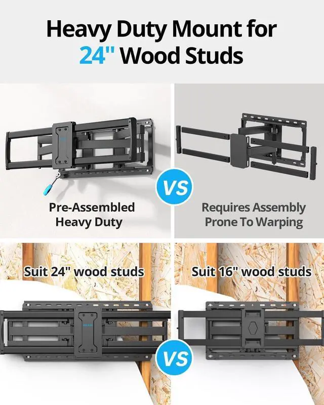 Alt view image 3 of 5 - USX STAR 85 86 98 100 inch Heavy Duty TV Wall Mount for 37-105 inch Large TVs, Pre-Assembled TV Mount with Tool-Free Tilt, Up to 170lbs, VESA 800 x 600mm, 24 Wood Studs