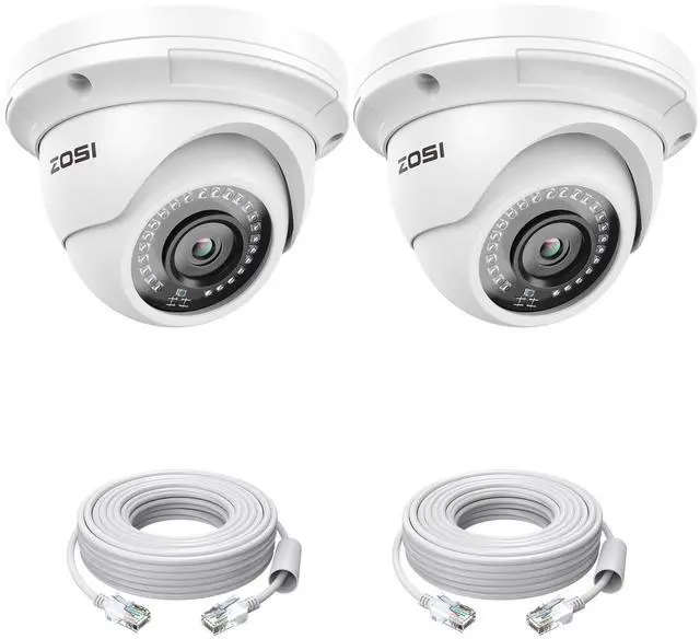 Main image of ZOSI 2PK 5MP Add-on POE IP Security Camera with Etherent Cables PoE Dome Camera with Night Vision,IP66 Weatherproof, Compatible with ZOSI 4K/5MP NVR(Model:ZR08EN,ZR08DN,ZR08PN,ZR16DK)