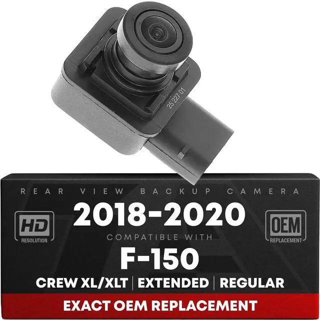 Main image of Rear View Backup Camera, Reverse Park Assist - Compatible with 2018-2020 Ford F-150 Crew Cab, Extended Cab, Regular Cab - with Trailer Hook-Up Lamp - OEM JL3Z19G490M, FO1960166