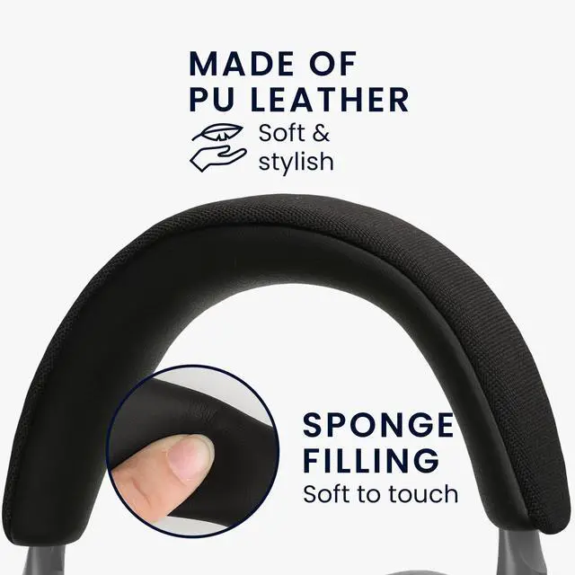 Alt view image 4 of 5 - kwmobile Headphone Cushions Compatible with Bowers & WilkinsPX7 S2 / PX 8 Cover - Faux Leather Replacement Pads for Headphones - Black