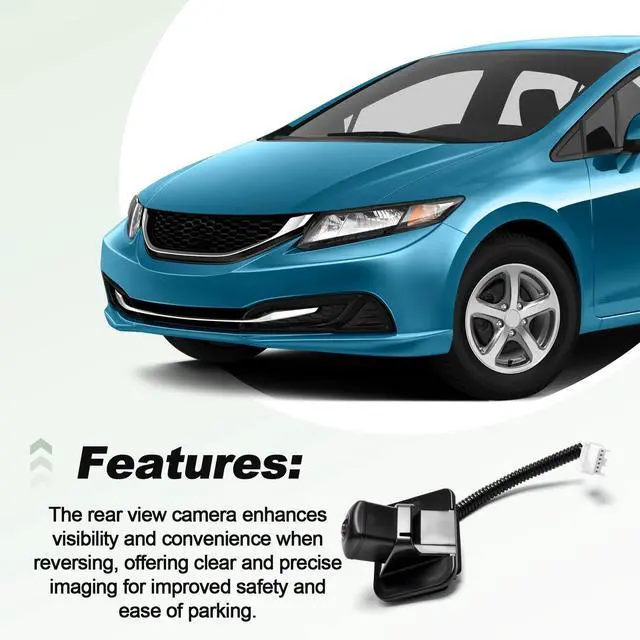 Alt view image 4 of 5 - Backup Rear View Reverse Camera Compatible with 2013-2015 Civic Replace 39530-TR3-A51 193843081364 9590-447 39530TR3A51 590447 HO1960103 16548842 PAC156