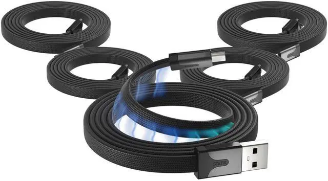 Main image of Statik MagStack Slim - USB to USB C Cable, Magnetic Anti Tangle Flat A to Type C Charger Fast Charging Cord, Magnetic Charging Cable, Compatible with iPhone, iPad & Android, 27W 6FT, 5-Pack
