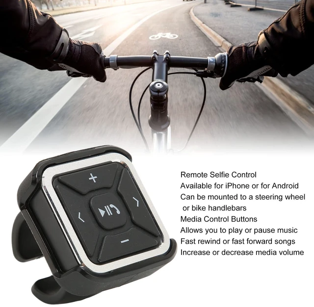 Alt view image 2 of 5 - Bluetooth Media Remote - Wireless Water Proof Music Controller with Volume Control for Car, Motorcycle, Bike Steering Wheel - Compatible with iOS & Android(Black)