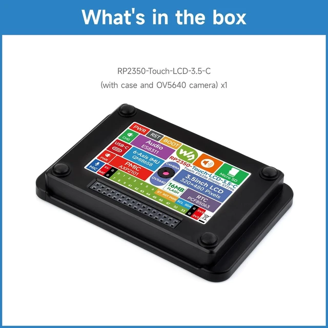 Alt view image 2 of 5 - KLAYERS RP2350 Dev Board with 3.5inch LCD Display,320 480 Resolution, 65K Color, Dual-core and Dual-Architecture, with Protective Case, Onboard OV5640 Camera and Speaker