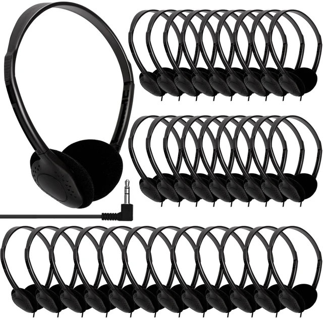 Main image of Cptoion 30 Pack Class Set Headphones, Black, Adjustable, 3.5 Mm Jack