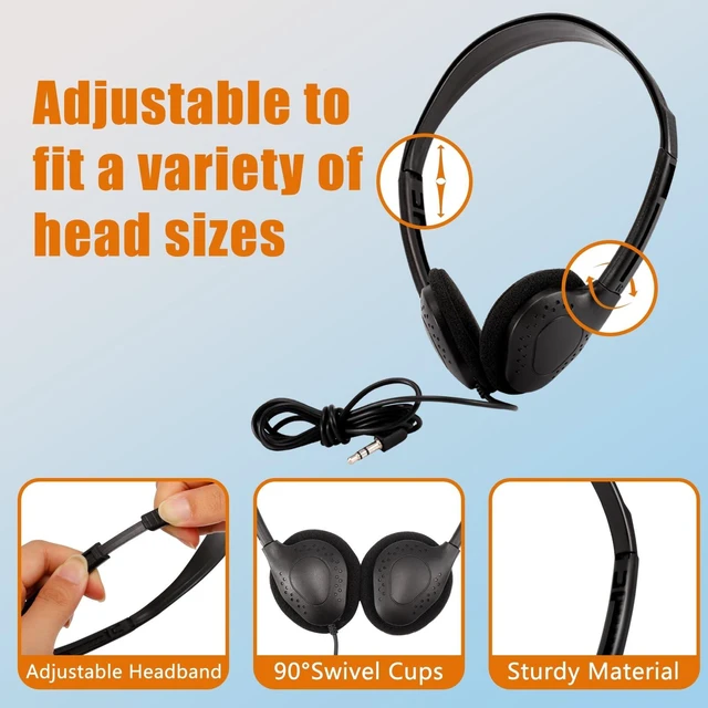 Alt view image 4 of 5 - Cptoion 30 Pack Class Set Headphones, Black, Adjustable, 3.5 Mm Jack