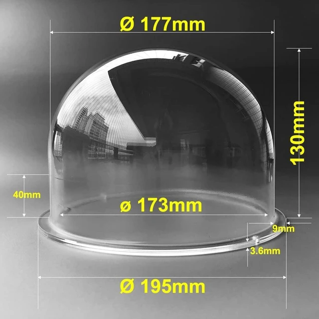 Alt view image 2 of 5 - OwlCat 7.67 Inch Diameter 195mm Acrylic Glass Clear Dome Cover Heightened Surveillance Security CCTV Cameras Dome Protective Housing Transparent Case Monitor Hemisphere Shell, 195x130