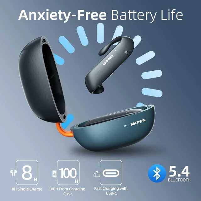 Alt view image 3 of 5 - ATHONGL Wireless Earbuds,Bluetooth 5.4 100H Playtime Headphone with Mic,Stereo Sound,Easy Button Controls,Ultra-Comfort Snug Fit Sports Ear Buds for Sports Meeting Running Workout Gym (Grey)