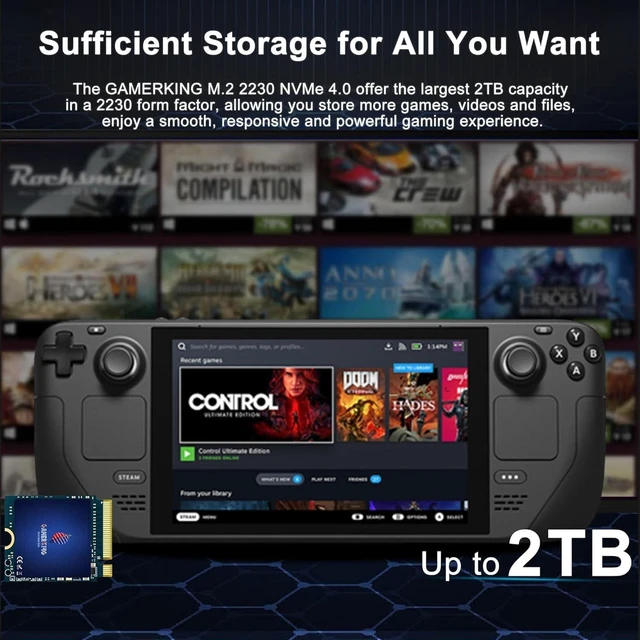 Alt view image 3 of 5 - GAMERKING M.2 2230 SSD 2TB PCIe NVMe Gen 4.0X4 Internal Solid State Drive