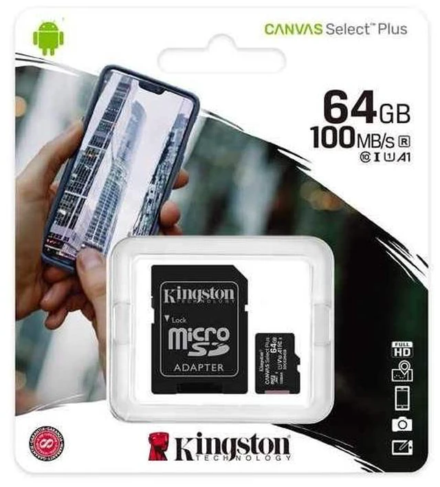 Alt view image 3 of 3 - Kingston 64GB microSDXC Canvas Select Plus Class 10 Flash Memory Card SDCS2 Memory