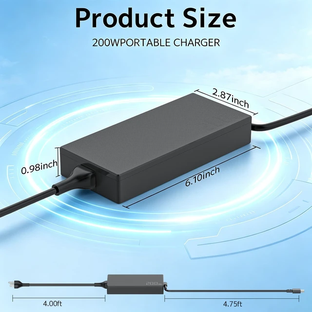 Alt view image 3 of 5 - 200W Charger ADP-200JB K Fit for Asus ProArt ROG Zephyrus Flow TUF Laptop