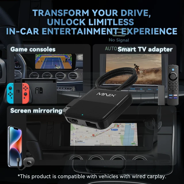 Alt view image 2 of 5 - MINIX Car TV Mate Only for Cars with Factory Wired CarPlay Function HDMI Converter HDMI Multimedia Adapter for Fire TV Stick Gaming Laptop Switch Screen Throwers DVD Set-top Boxes 2.4GHz WiFi