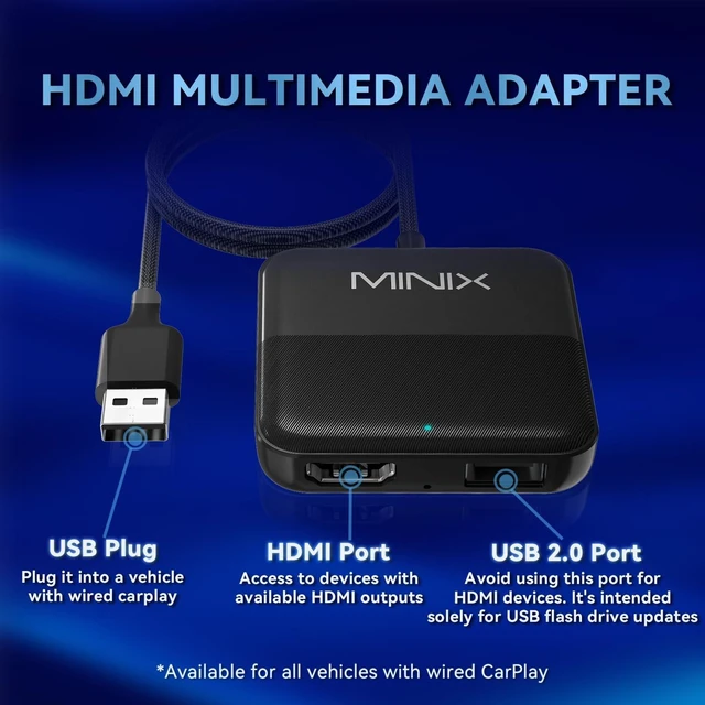 Alt view image 5 of 5 - MINIX Car TV Mate Only for Cars with Factory Wired CarPlay Function HDMI Converter HDMI Multimedia Adapter for Fire TV Stick Gaming Laptop Switch Screen Throwers DVD Set-top Boxes 2.4GHz WiFi