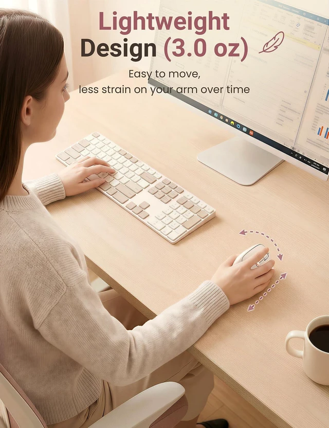 Alt view image 5 of 5 - Luhaso Ergonomic Vertical Wireless Mouse, 57, Small/Medium Hands, Beige