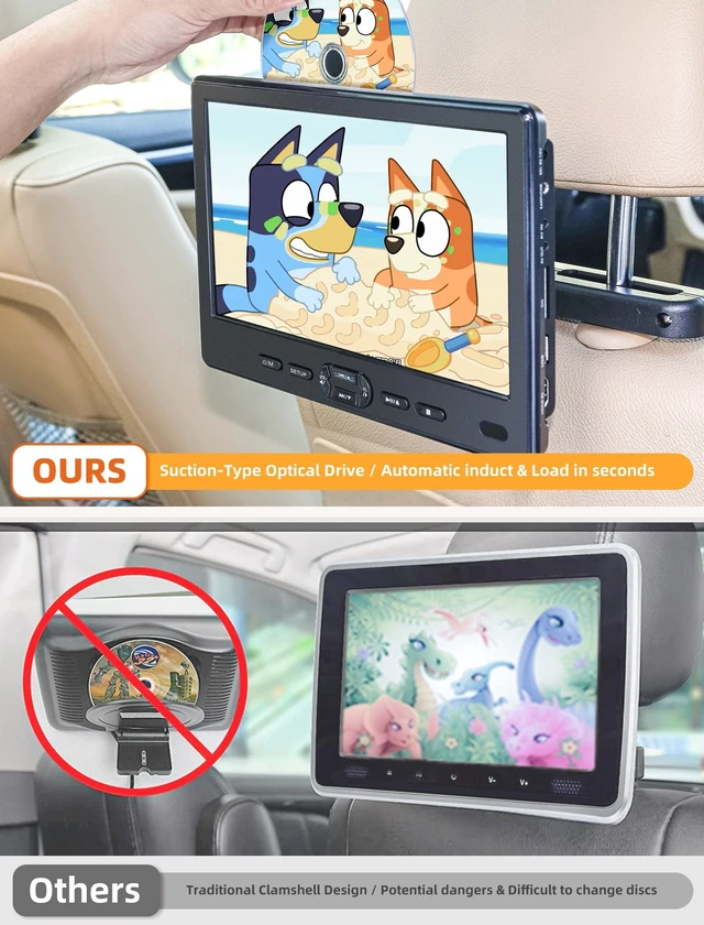 Alt view image 2 of 5 - DESOBRY 10.5" Car DVD Player Dual Screen & Suction-Type Disc in