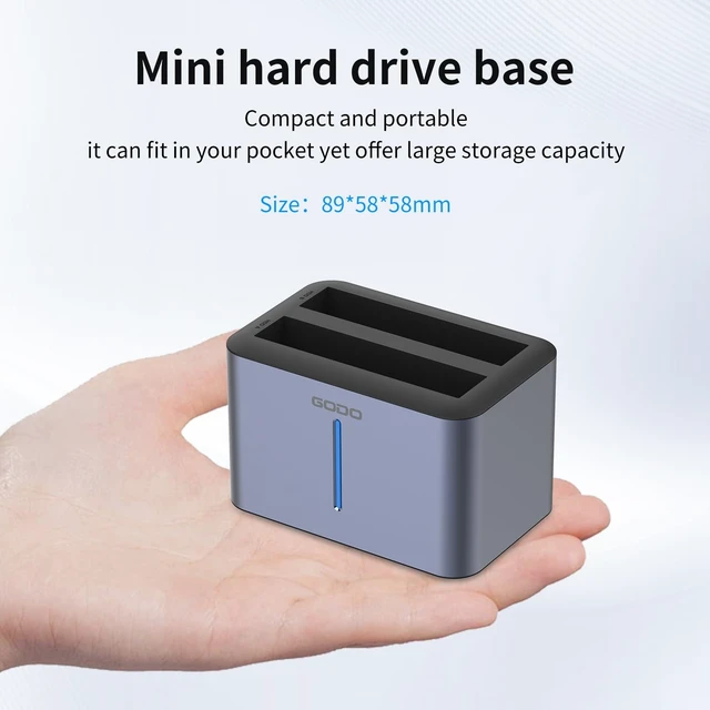 Alt view image 4 of 5 - GODO USB 3.0 to SATA I/II/III RGB Dual-Bay Aluminum External Hard Drive Enclosure, Compatible with 2.5-inch SATA HDDs and SSDs, Supports up to 28TB Drives