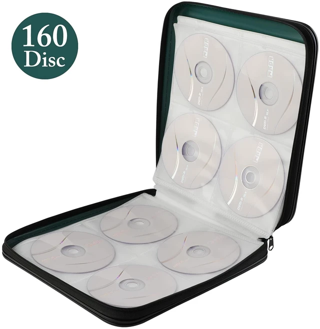 Alt view image 5 of 5 - TIMCORR DVD Storage CD Case Holder: 160 Capacity CD Sleeves Black Disc Cases Binder for Car - CD Hard Organizer Box - Large DVD Wallet for Movie/Music/Game & Portable CD Book