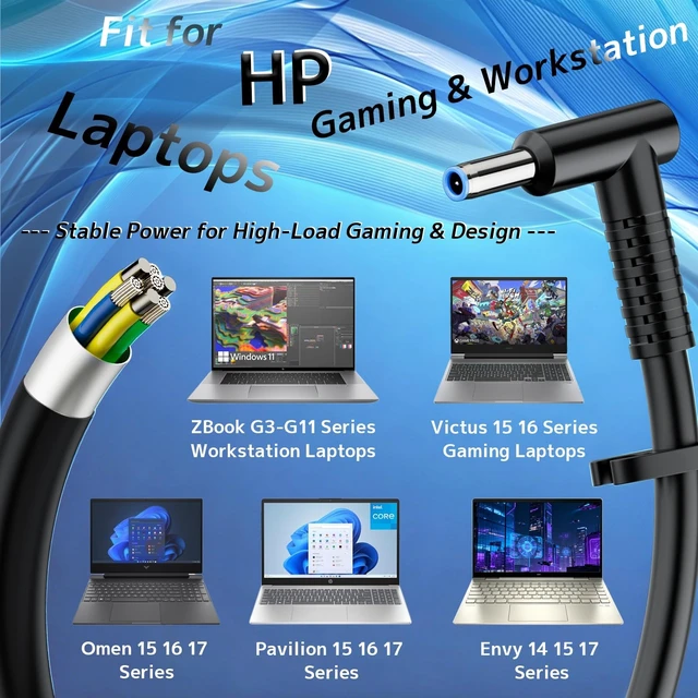 Alt view image 5 of 5 - 230W 19.5V 11.8A Charger Compatible with HP Gaming Laptop 4.5x3mm Blue Tip
