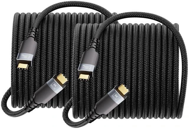 Main image of UPPDEFFST 2-Pack 20ft Long USB-C Cables, Compatible with Thunderbolt 3, USB 3.2 Gen 2, 20Gbps High-Speed Transfer, 100W Fast Charging, 8K@30Hz & 4K@120Hz Video, for Laptop, Monitor, Docking Station,