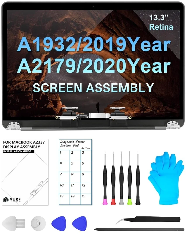 Main image of Replacement Screen 13.3" for MacBook Air Retina A1932 2019 Year / A2179 2020 Year (ModelEMC 3302 EMC 3184 MVFH2 MVFJ2 MWTJ2 MWH22) Full LCD Screen Display Assembly (Silver)
