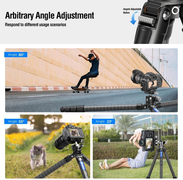 Alt view image 2 of 5 - LEOFOTO 58" Carbon Fiber Tripod, Lightweight Travel Compact Tripod for Mirrorless Camera, DSLR, 4-Sections with Max Tube Dia 36mm, Load Up to 55lbs/25kg (LS-364CX)