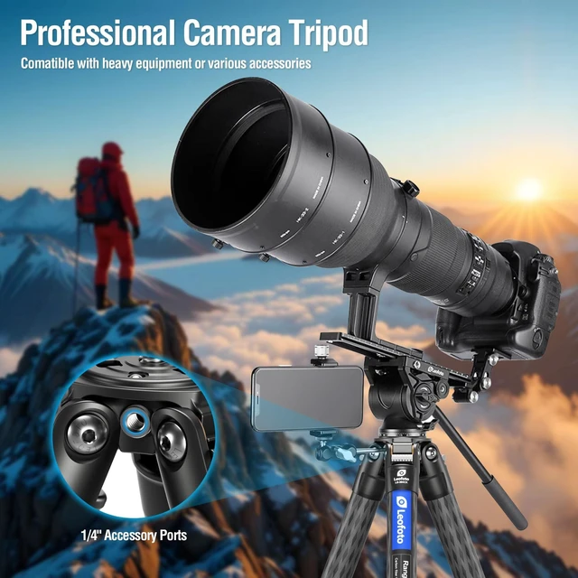 Alt view image 3 of 5 - LEOFOTO 58" Carbon Fiber Tripod, Lightweight Travel Compact Tripod for Mirrorless Camera, DSLR, 4-Sections with Max Tube Dia 36mm, Load Up to 55lbs/25kg (LS-364CX)