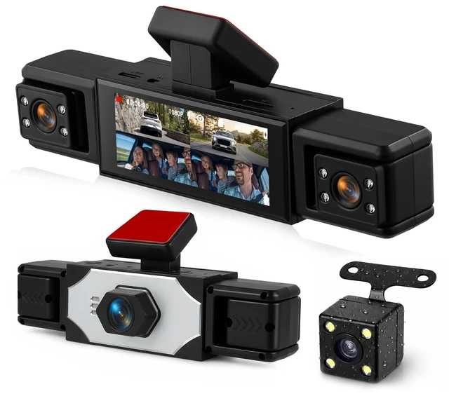 Main image of 360 Degree View 4 Channel Dash Cam 1080 P Front and Rear Inside, Left and Right Dash Camera for Cars, 3.16 Inch Night Vision, Loop Recording, Exposure Compensation, Reversing Assistance