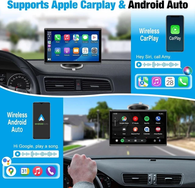Alt view image 2 of 5 - 7 inch Carplay Screen for Car - Supports Wireless Carplay & Android Auto, Portable Touchscreen with Bluetooth, Navigation, Voice Control, Mirror Link,Universal for All Cars (Black)