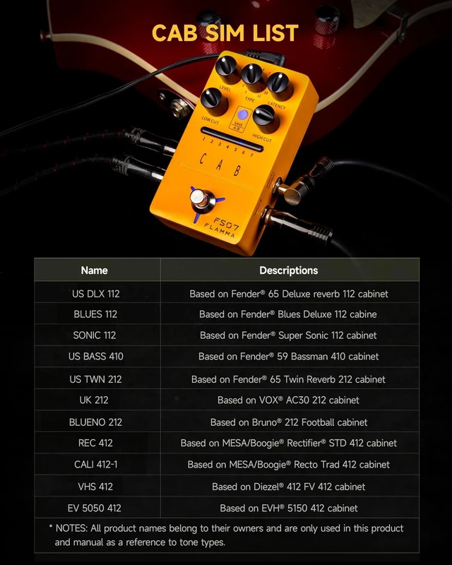 Alt view image 5 of 5 - FLAMMA FS07 Stereo Simulation Pedal Electric Guitar Simulator Effects Pedal with 7 User Preset Slots Support IR Loading Software Editing