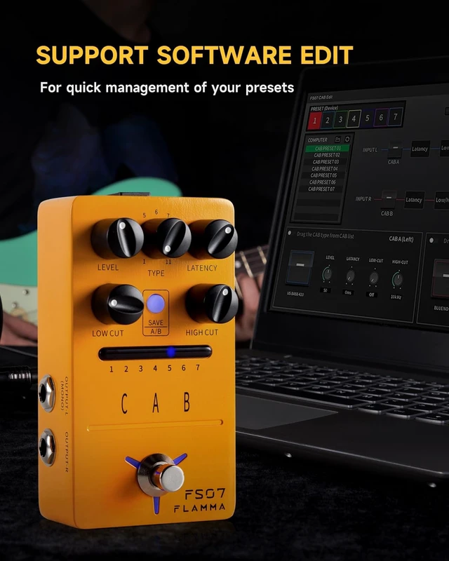 Alt view image 4 of 5 - FLAMMA FS07 Stereo Simulation Pedal Electric Guitar Simulator Effects Pedal with 7 User Preset Slots Support IR Loading Software Editing
