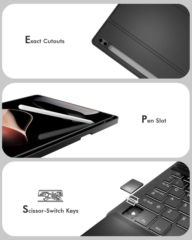 Alt view image 4 of 5 - Doohoeek Keyboard for Samsung Galaxy Tab S11 11 inch 2025, Magnetic Detachable Bluetooth Keyboard with 7-Color Backlit, Precision Trackpad & 3-Angle Stand, Premium Twill Cover for Productivity